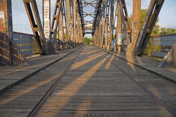 Historic lift bridge over the Elbe