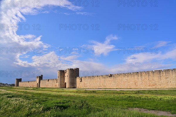 Historic fortified wall of the town of Aigues-Mortes in the Camargue