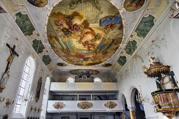 Organ gallery and ceiling frescoes