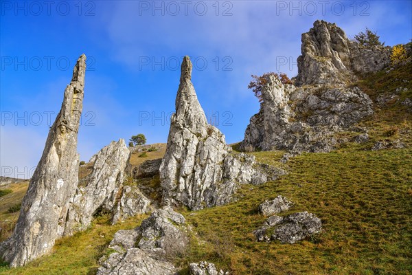 Rock formation Stone Virgins in the Eselsburg Valley near Herbrechtingen