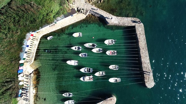 Aerial view of Port Racine in the department of Manche