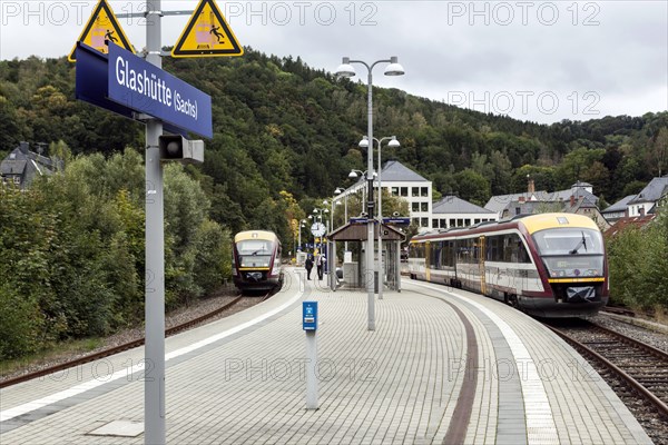 Glashuette railway station in the district of Saechsische Schweiz-Osterzgebirge