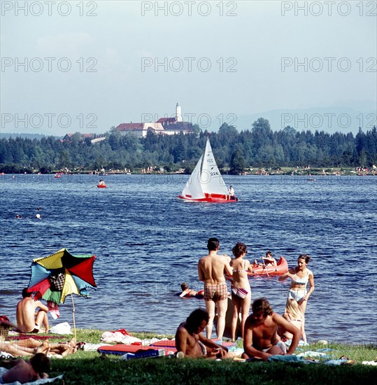 Kirchsee in front of Reutberg Monastery near Ad Toelz