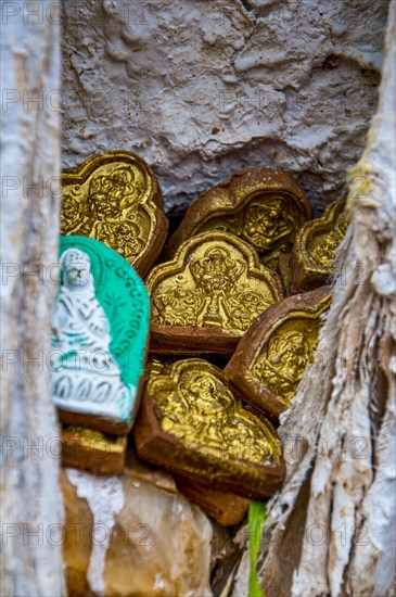 Small Buddhas as praying stones in the Drepung temple