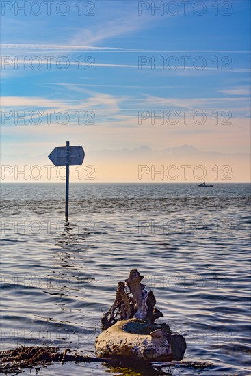 Lake sign on Lake Constance near Lindau