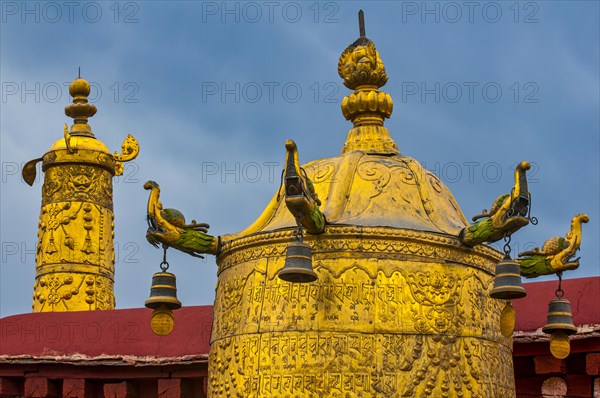 Buddhist symbols on the roof of the Jokhang temple