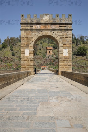 Archway of the Puente Romano and view of Torre del Oro