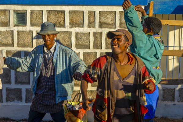 Locals celebrating a death ceremony along the road between Antanarivo and Morondavia