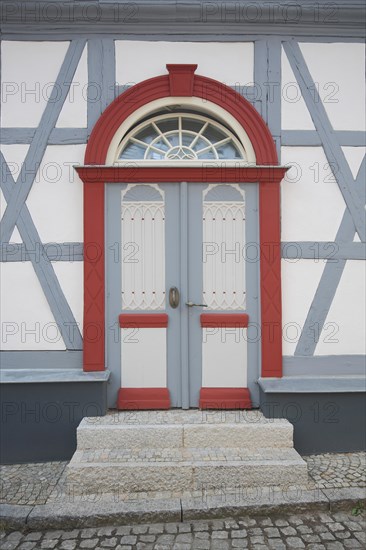 Front door on a half-timbered house