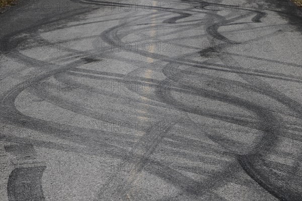 Tire prints on a country road