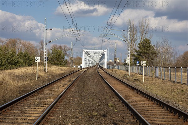 Railway line in Wittenberge on the Elbe