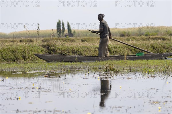 Local fisherman in canoe