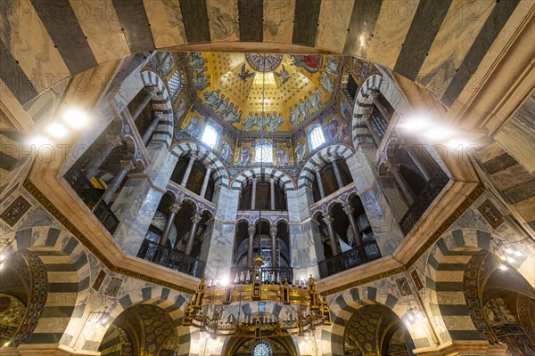 Splendid interior in the Unesco world heritage site the Aachen cathedral