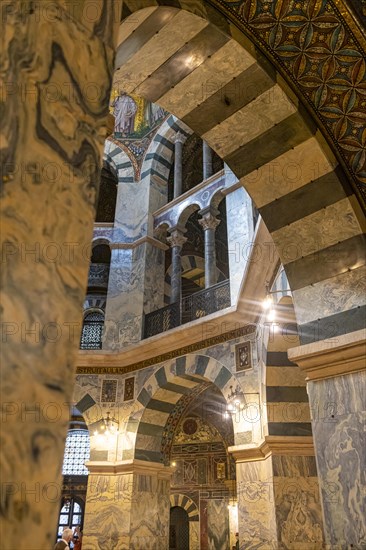 Splendid interior in the Unesco world heritage site the Aachen cathedral