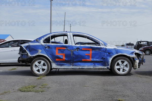 Damaged car at Demolition Derby