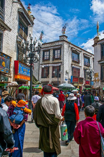 The Barkhor devotional circumambulation for pilgrims and locals