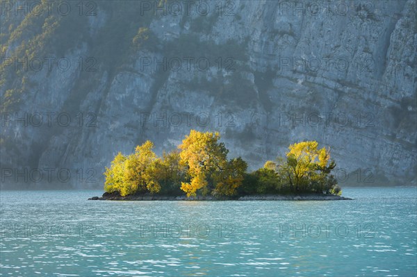 Small chive island in the turquoise waters of Lake Walen