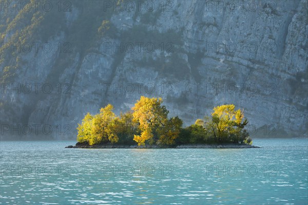 Small chive island in the turquoise waters of Lake Walen