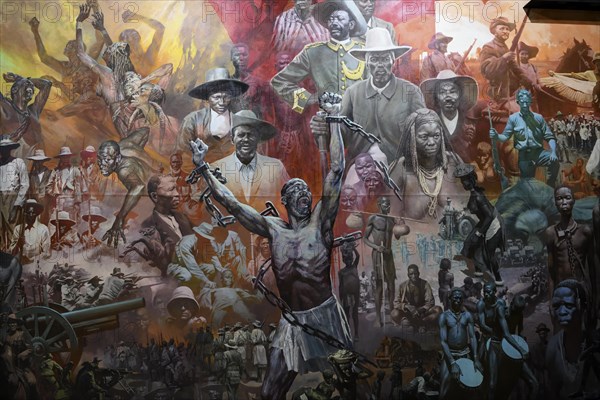 Mural in an exhibition hall of the Independence Memorial Museum