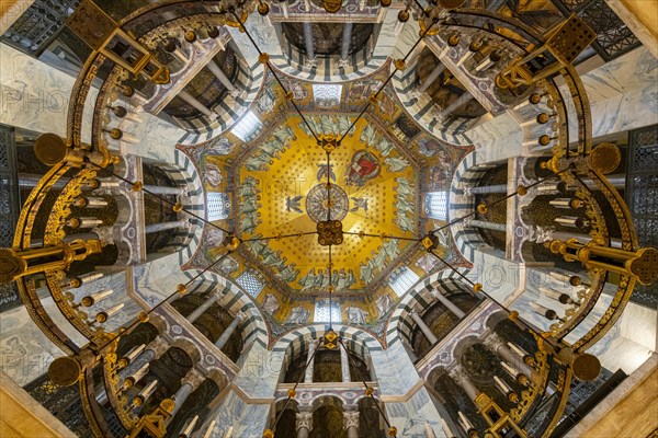 Splendid interior in the Unesco world heritage site the Aachen cathedral