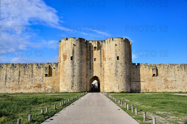 Historic fortified wall of the town of Aigues-Mortes in the Camargue