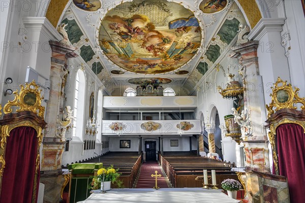 Organ gallery and ceiling frescoes