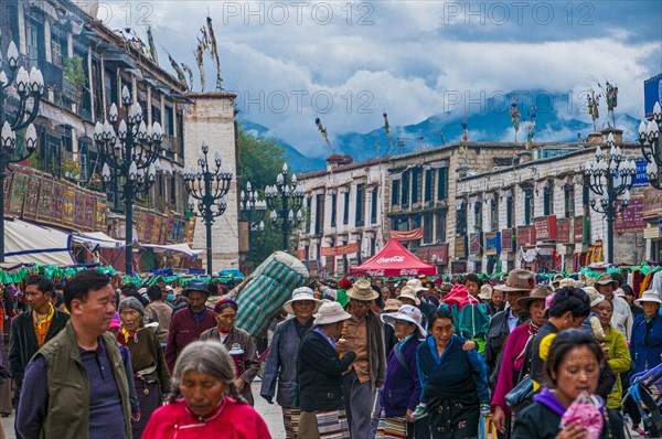 The Barkhor devotional circumambulation for pilgrims and locals