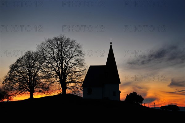 Brother Klaus Chapel on the Hagspiel plateau near Oberstaufen in the evening light