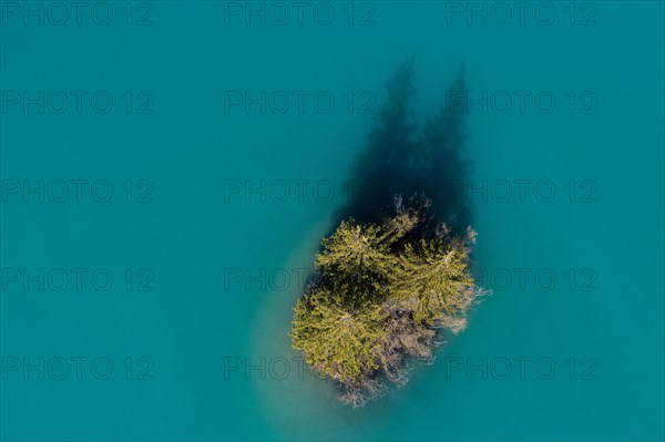 Aerial view of an island in the Auensee