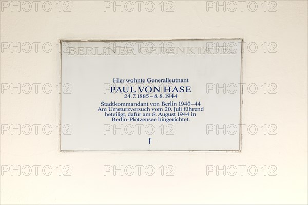 Berlin Memorial Plaque for Lieutenant General Paul von Hase