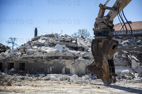 Rubble and stones after the demolition of a former department store in Berlin Pankow