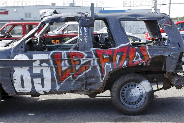 Damaged car at Demolition Derby