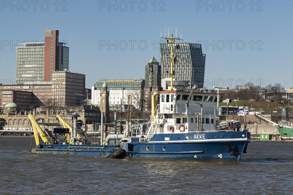 Suction dredger Akke at work as part of the Elbe deepening project in the port of Hamburg