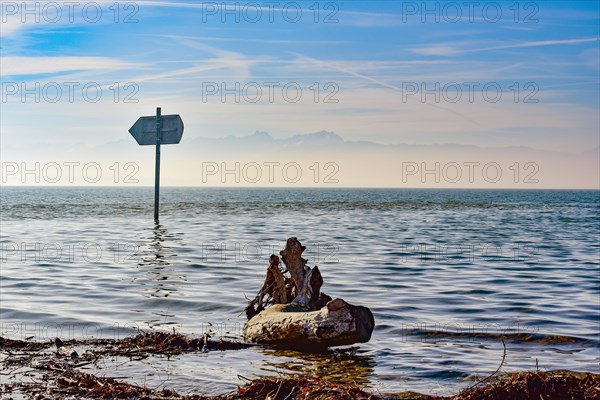 Lake sign on Lake Constance near Lindau