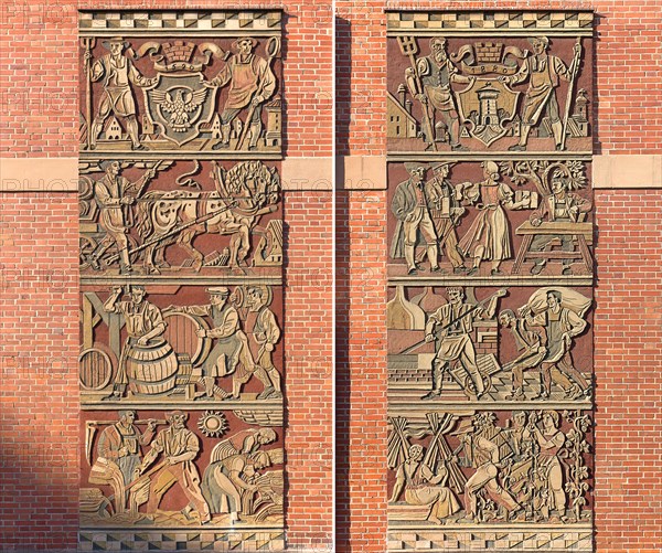 Scenes of the art of brewing in relief