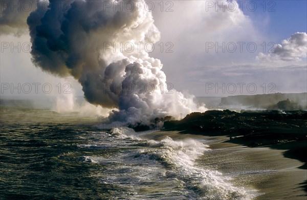 Kilauea Lava Flow entering the sea