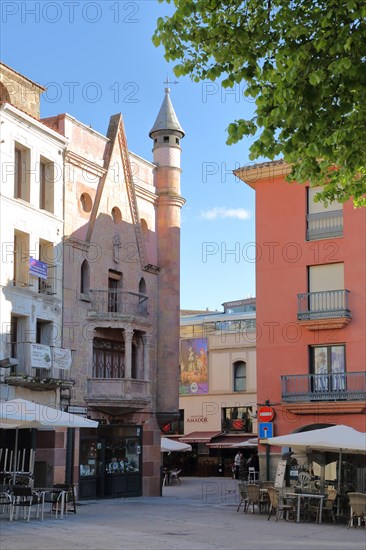 Building with minaret at the Plaza Mayor in Plasencia