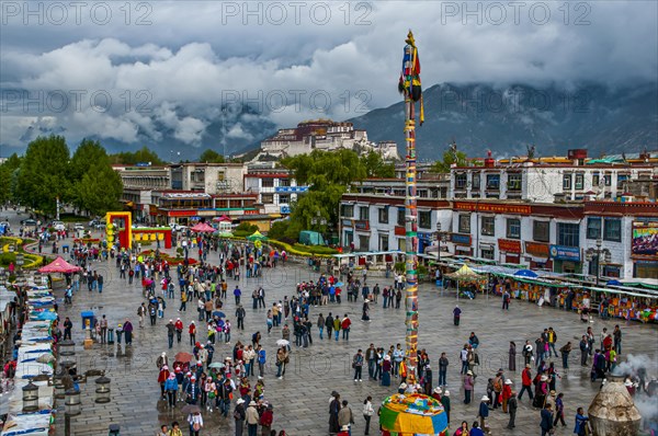 Look down from the Jokhang temple at the Barkhor