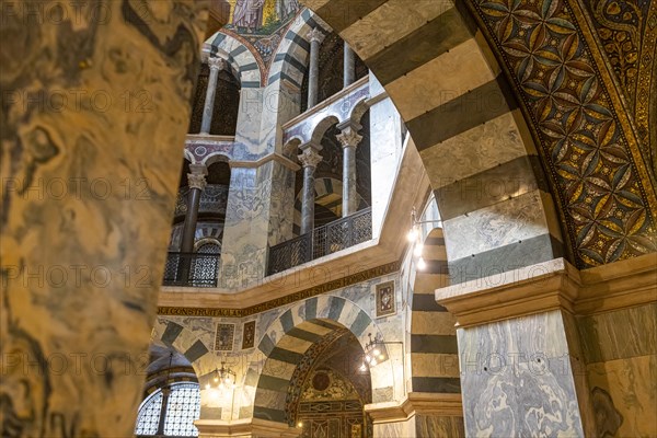 Splendid interior in the Unesco world heritage site the Aachen cathedral