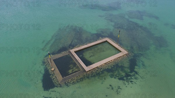 Seawater pool on the beach in Normandy