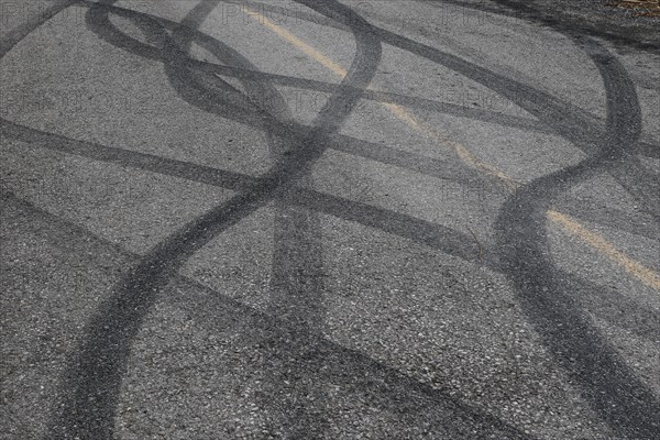 Tire prints on a country road