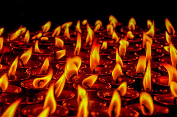 Candles in a tibetan temple
