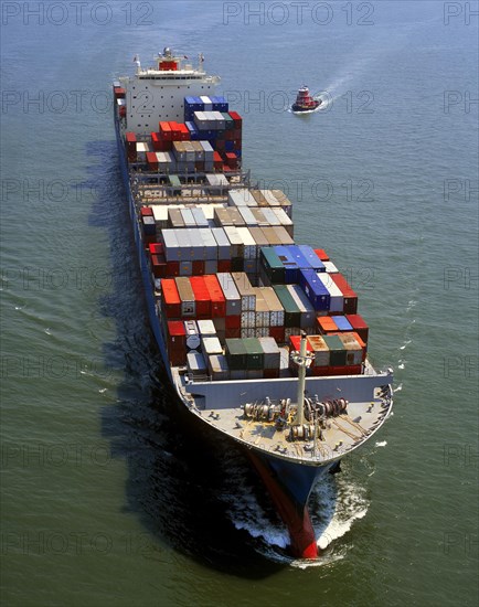 Container Ship & Tug Entering New York Bay