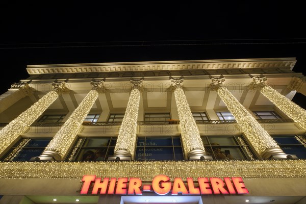 Facade of Thier-Galerie with Christmas lights