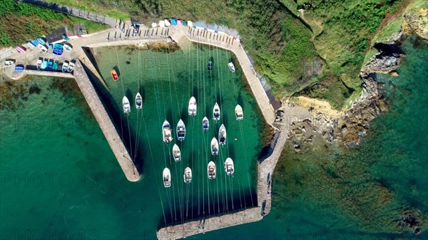 Aerial view of Port Racine in the department of Manche