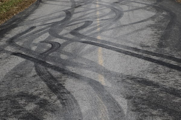 Tire prints on a country road