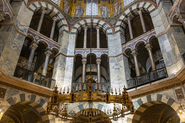 Splendid interior in the Unesco world heritage site the Aachen cathedral
