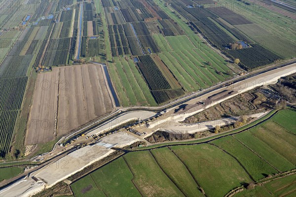 Aerial view of the A26 motorway construction site