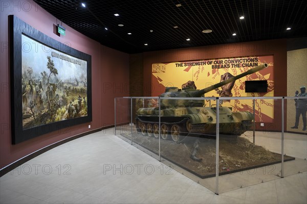 Tanks in an exhibition hall of the Independence Memorial Museum