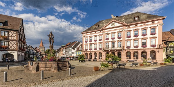 Market fountain and historic town hall in Gengenbach